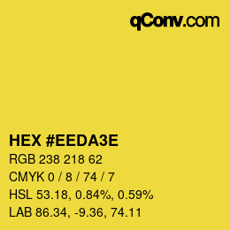 Color code: HEX #EEDA3E | qconv.com