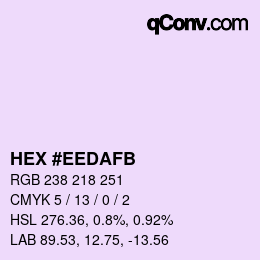 Color code: HEX #EEDAFB | qconv.com