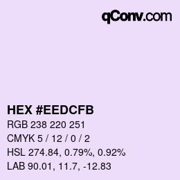 Color code: HEX #EEDCFB | qconv.com