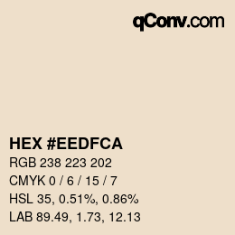 Color code: HEX #EEDFCA | qconv.com