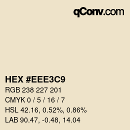 カラーコード: HEX #EEE3C9 | qconv.com