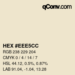 Color code: HEX #EEE5CC | qconv.com