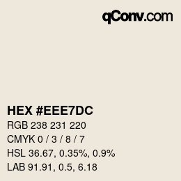 Color code: HEX #EEE7DC | qconv.com