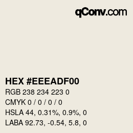 Farbcode: HEX #EEEADF00 | qconv.com