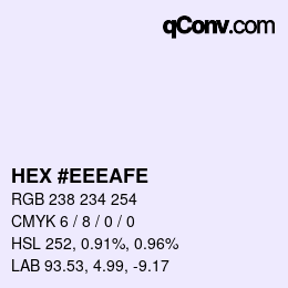 Color code: HEX #EEEAFE | qconv.com