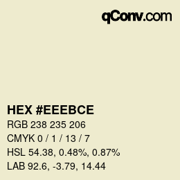 Color code: HEX #EEEBCE | qconv.com