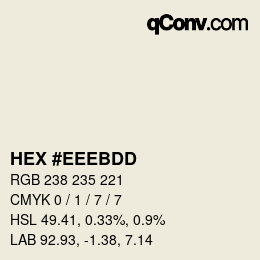 Color code: HEX #EEEBDD | qconv.com