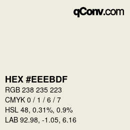 Color code: HEX #EEEBDF | qconv.com