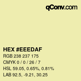 Color code: HEX #EEEDAF | qconv.com