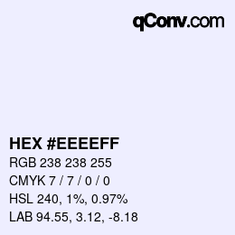 Color code: HEX #EEEEFF | qconv.com