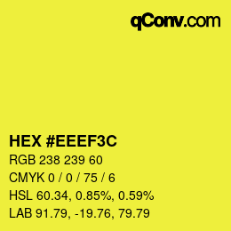 Color code: HEX #EEEF3C | qconv.com