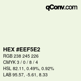 Color code: HEX #EEF5E2 | qconv.com