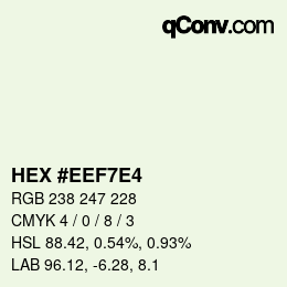 颜色代码: HEX #EEF7E4 | qconv.com