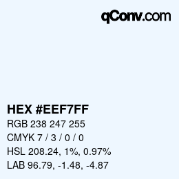 Color code: HEX #EEF7FF | qconv.com