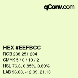 Color code: HEX #EEFBCC | qconv.com