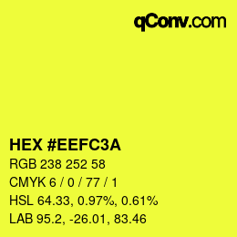 カラーコード: HEX #EEFC3A | qconv.com