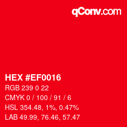 Color code: HEX #EF0016 | qconv.com