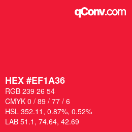 颜色代码: HEX #EF1A36 | qconv.com