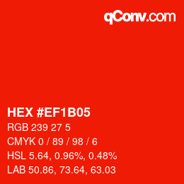 颜色代码: HEX #EF1B05 | qconv.com