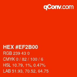Farbcode: HEX #EF2B00 | qconv.com