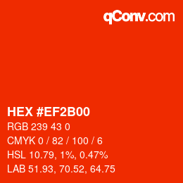 Farbcode: HEX #EF2B00 | qconv.com