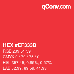 Color code: HEX #EF333B | qconv.com