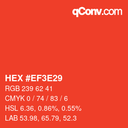 Color code: HEX #EF3E29 | qconv.com