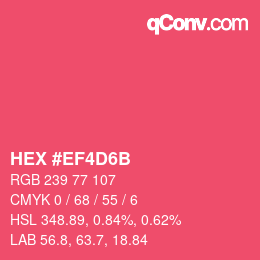 颜色代码: HEX #EF4D6B | qconv.com