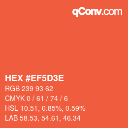 Color code: HEX #EF5D3E | qconv.com