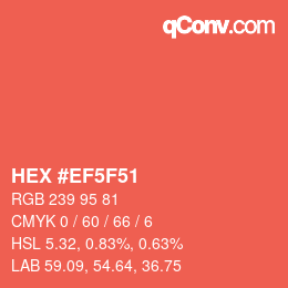 Color code: HEX #EF5F51 | qconv.com