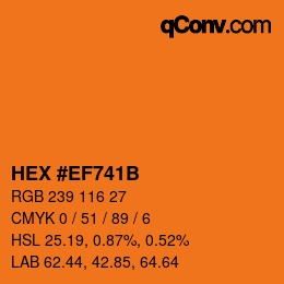 颜色代码: HEX #EF741B | qconv.com