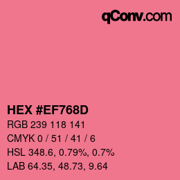 颜色代码: HEX #EF768D | qconv.com