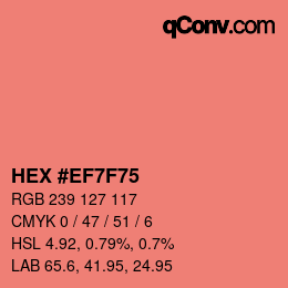 カラーコード: HEX #EF7F75 | qconv.com