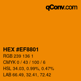 颜色代码: HEX #EF8801 | qconv.com