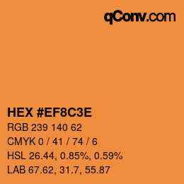 Color code: HEX #EF8C3E | qconv.com