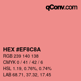 Color code: HEX #EF8C8A | qconv.com