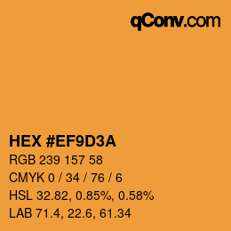 Code couleur: HEX #EF9D3A | qconv.com