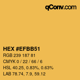 Color code: HEX #EFBB51 | qconv.com