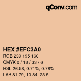颜色代码: HEX #EFC3A0 | qconv.com