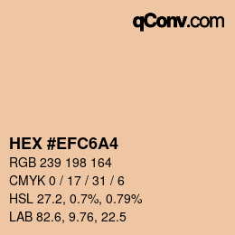 颜色代码: HEX #EFC6A4 | qconv.com