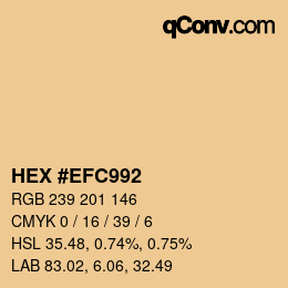 カラーコード: HEX #EFC992 | qconv.com
