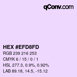 Color code: HEX #EFD8FD | qconv.com