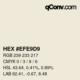 Color code: HEX #EFE9D9 | qconv.com