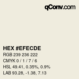 Código de color: HEX #EFECDE | qconv.com