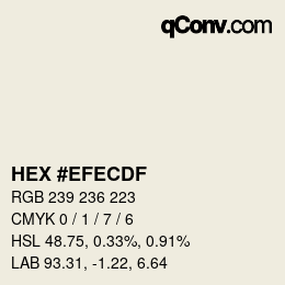 カラーコード: HEX #EFECDF | qconv.com
