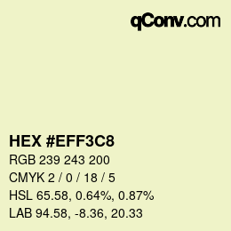 Color code: HEX #EFF3C8 | qconv.com