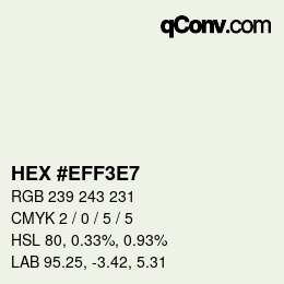 Color code: HEX #EFF3E7 | qconv.com