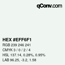 Farbcode: HEX #EFF6F1 | qconv.com