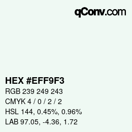 Color code: HEX #EFF9F3 | qconv.com