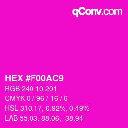 颜色代码: HEX #F00AC9 | qconv.com